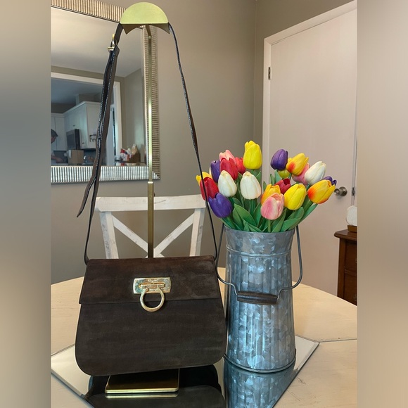 Salvatore Ferragamo Handbags - Ferragamo brown suede crossbody *Rehabbed*